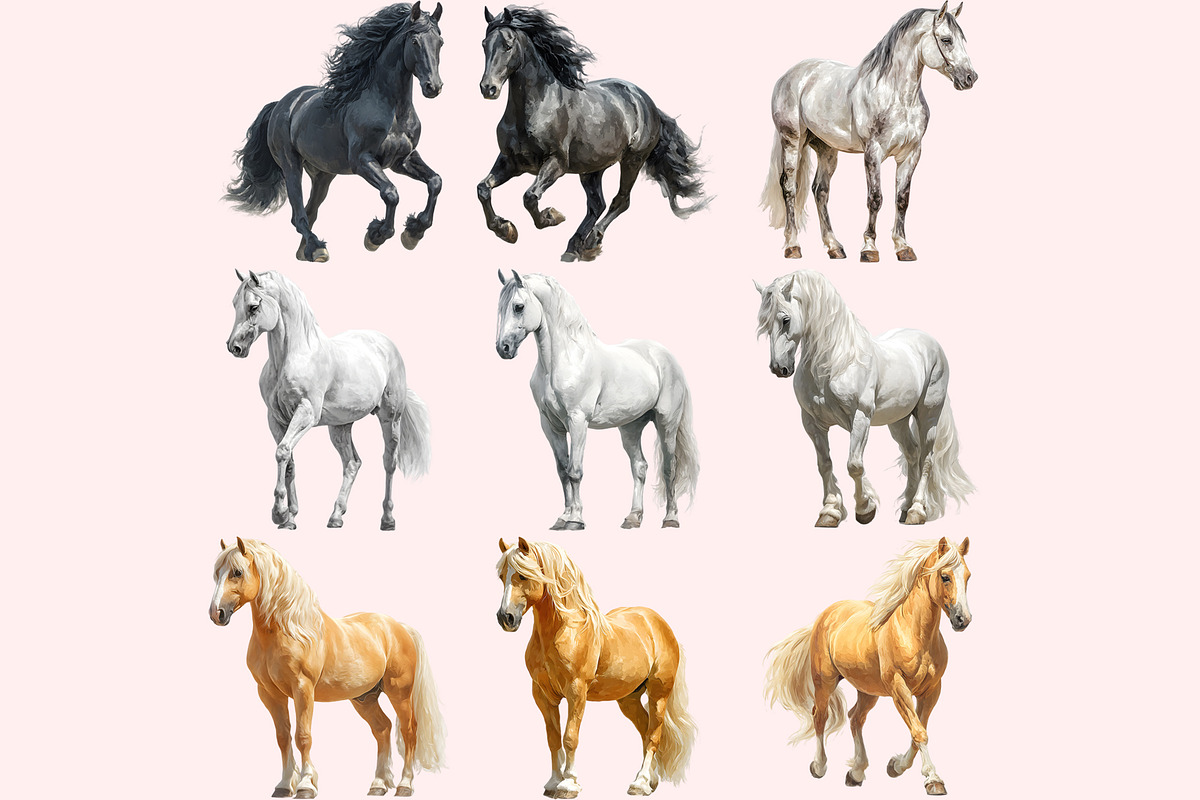 Horse Clipart PNG Bundle, a Graphic by M9 Design (Photo 4 of 11)
