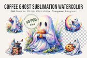 Coffee Ghost Sublimation PNG, an Illustration by Artnoy (Thumbnail 1 of 8)