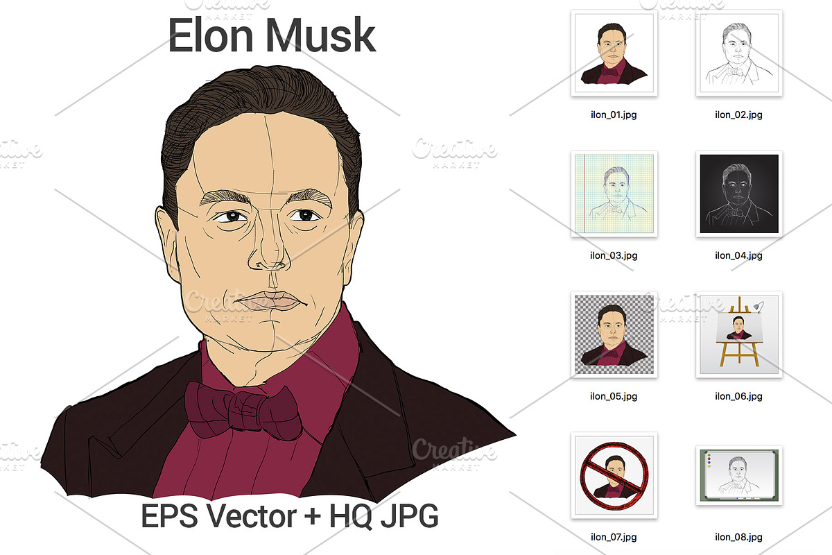 Elon Musk Portrait, a Work Illustration by alex.hliv