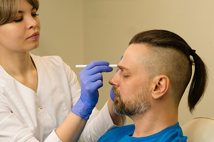 Marking face man before anti-aging, a Health & Medical Photo by Elena Vagengeim