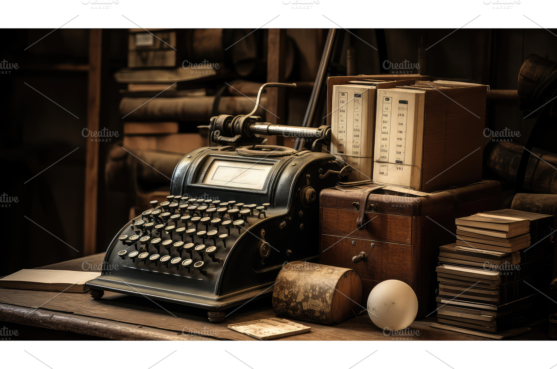 filing old office equipment ai, a Background Photo by pikepicture