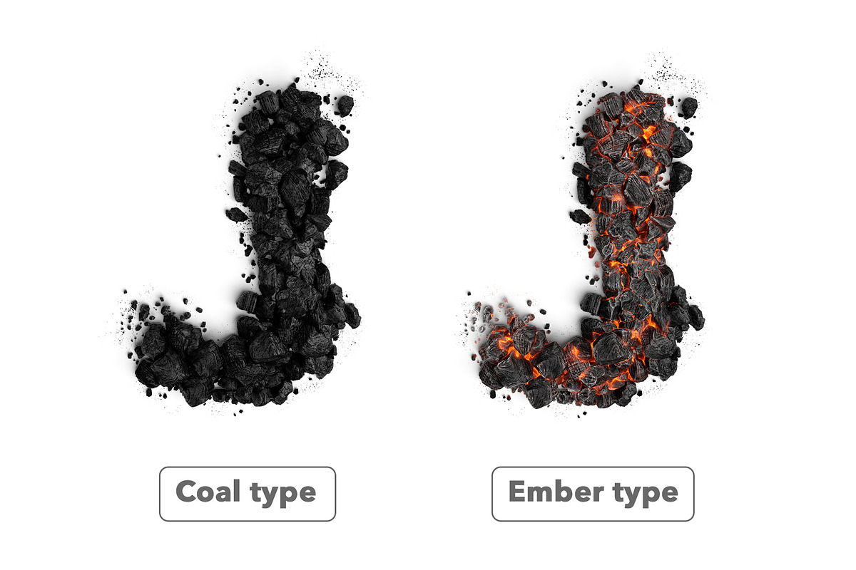 3D Psd Coal and Ember Letters, an Object Graphic by GK Creative (Photo 5 of 8)