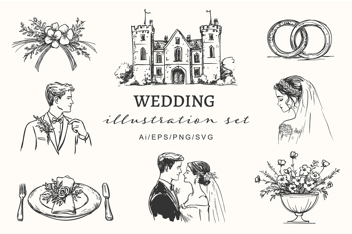 Elegant Wedding Illustration Bundle, an Object Illustration by NatalieArtShop (Photo 1 of 13)