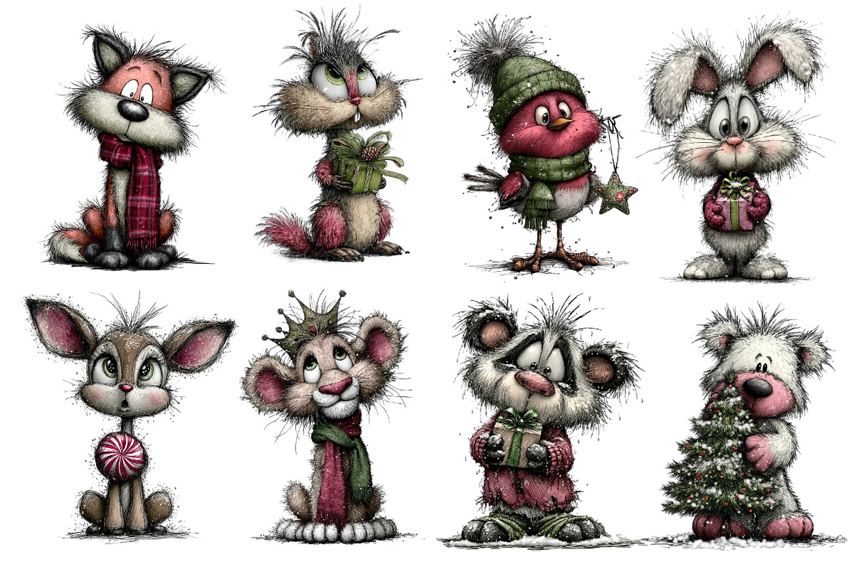 Christmas Whimsical Animals Clipart, an Illustration by Dream Creation (Photo 3 of 7)