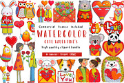 Vintage Cute Valentine's Day Clipart, an Illustration by CreationArt (Thumbnail 1 of 7)