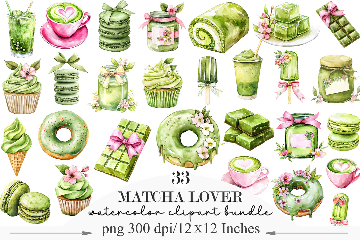 Matcha Lover Clipart PNG, an Illustration by Designking (Photo 1 of 5)