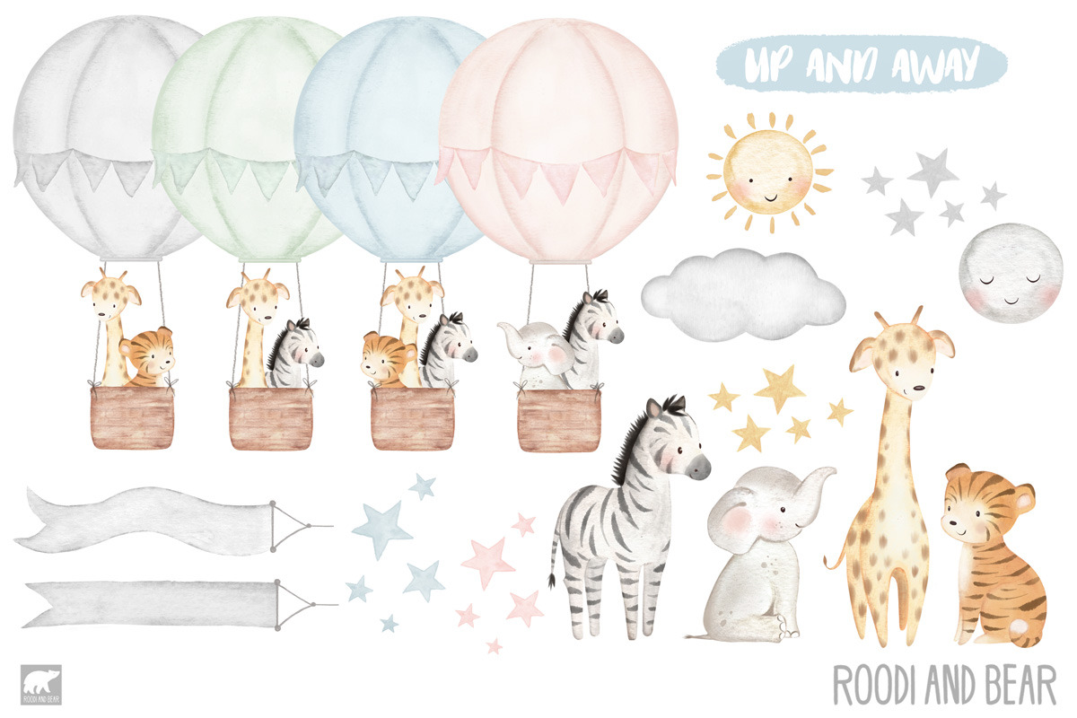 Watercolor Baby Animal Air Balloons, an Animal Illustration by Roodi and Bear (Photo 2 of 3)