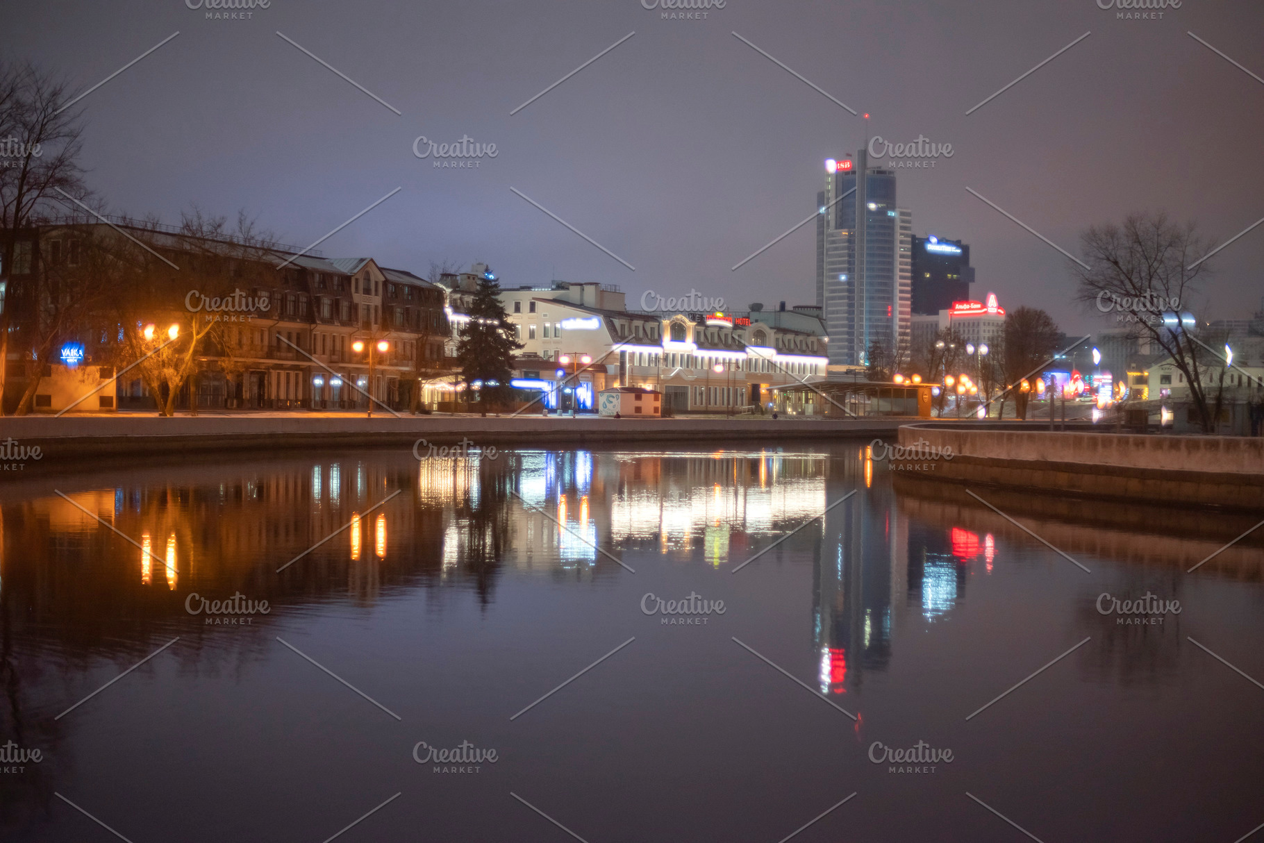 Modern center of Minsk at night, a Photo by Pictures for you!!!!!!!!!