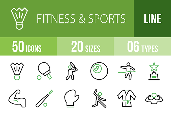 50 Fitnesssports Greenblack Icons