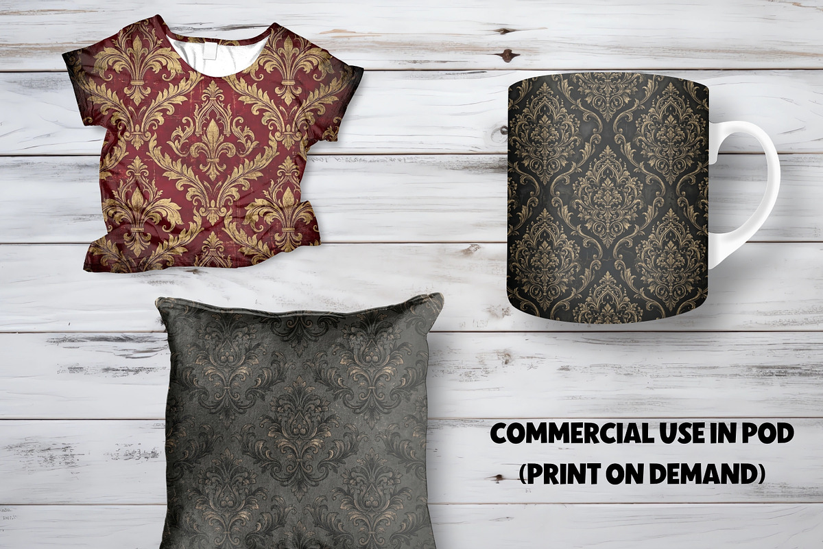 Gothic Damask Digital Paper, a Pattern Graphic by LA Design (Photo 7 of 10)