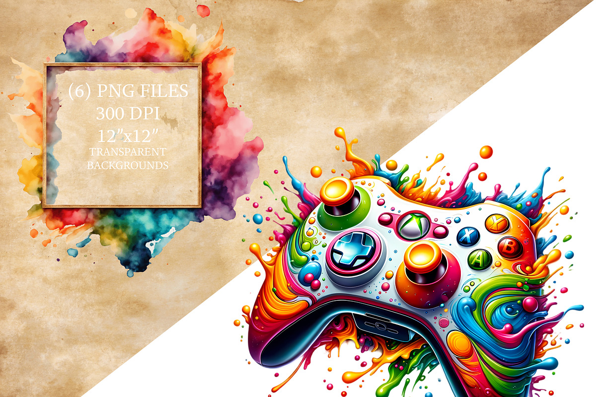 Color Splash Game Controller Set, a Technology Illustration by DoubleTwists (Photo 1 of 5)