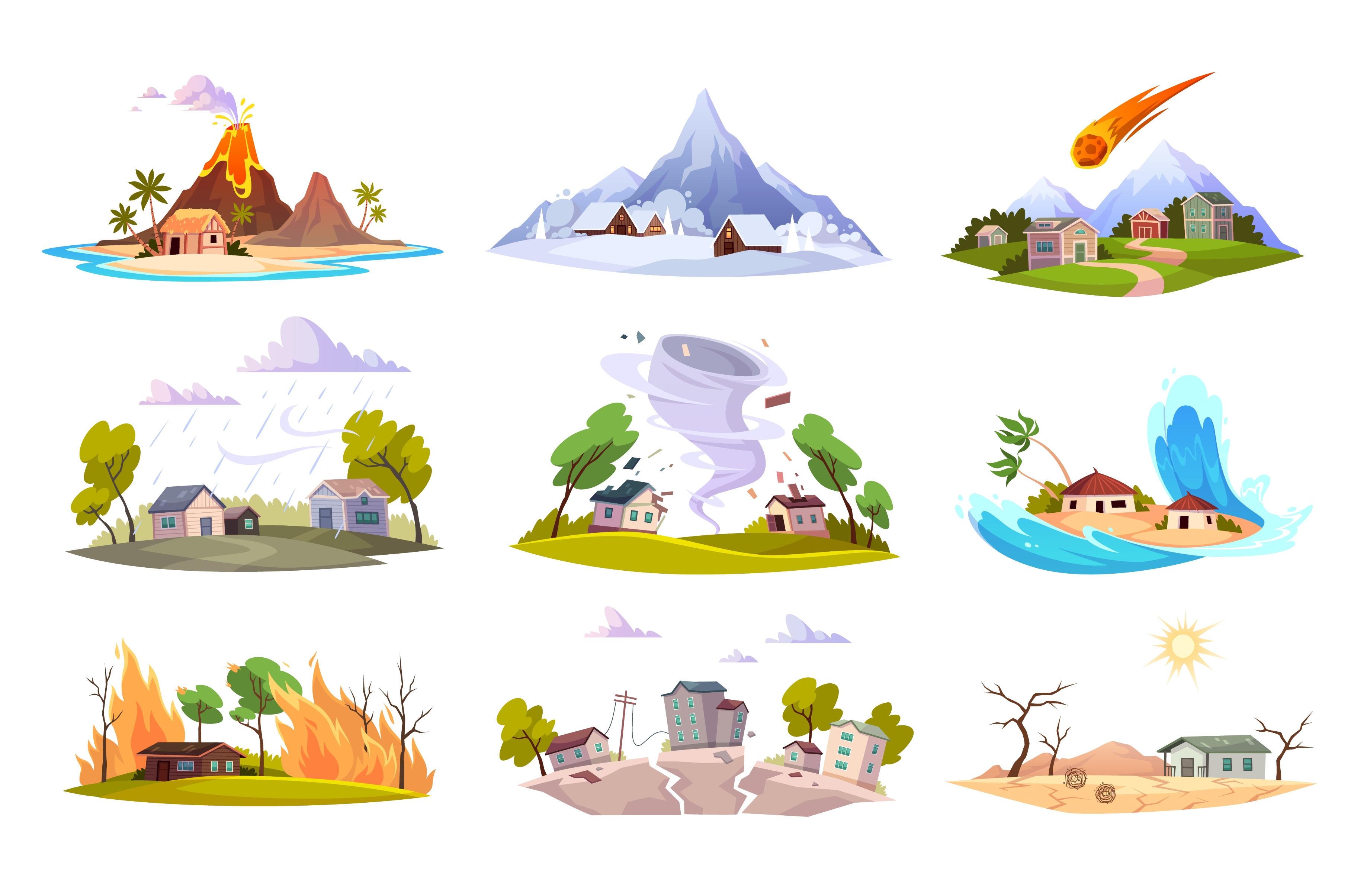 Natural disaster. Environment powers, an Illustration by YummyBuum