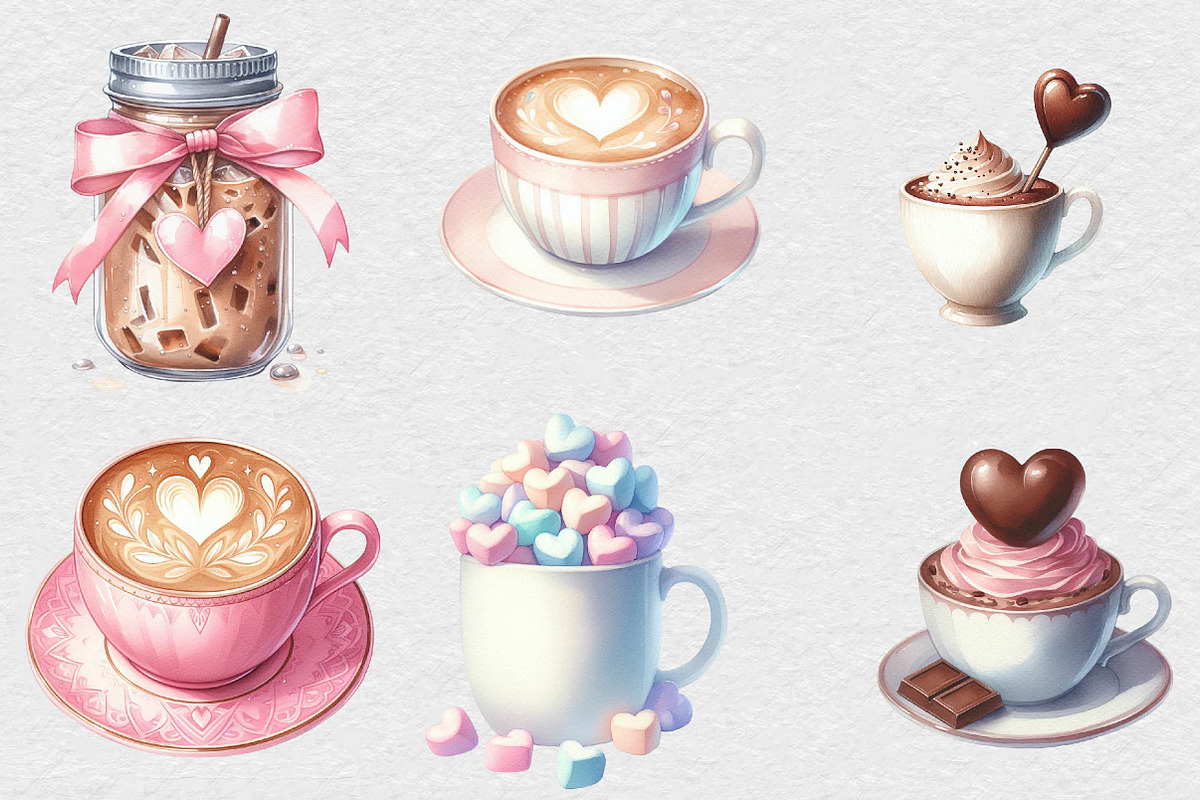Valentine Coffee Clipart Bundle, an Illustration by DreamCafeArt (Photo 2 of 7)