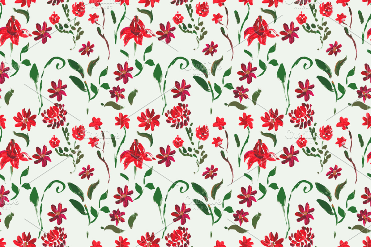 Set of four seamless floral patterns preview 4