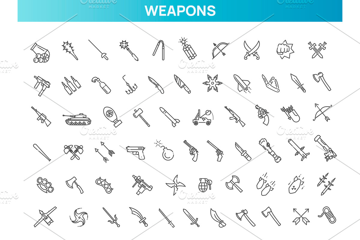 Military Weapons and Warfare Icons, an Outline Icon by Tettygreen (Photo 1 of 2)