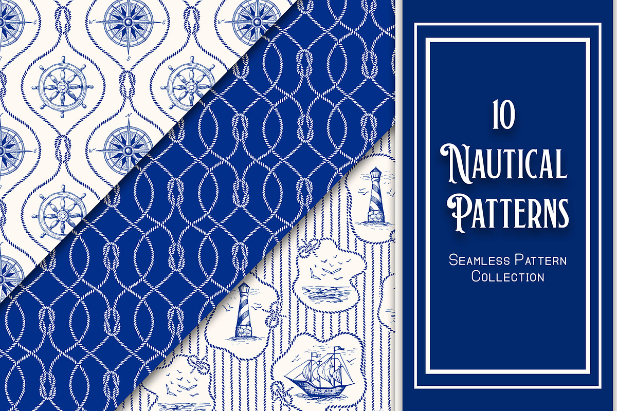 Vintage Nautical Pattern Bundle, a Pattern Graphic by PATTERNS etc. (Photo 1 of 7)