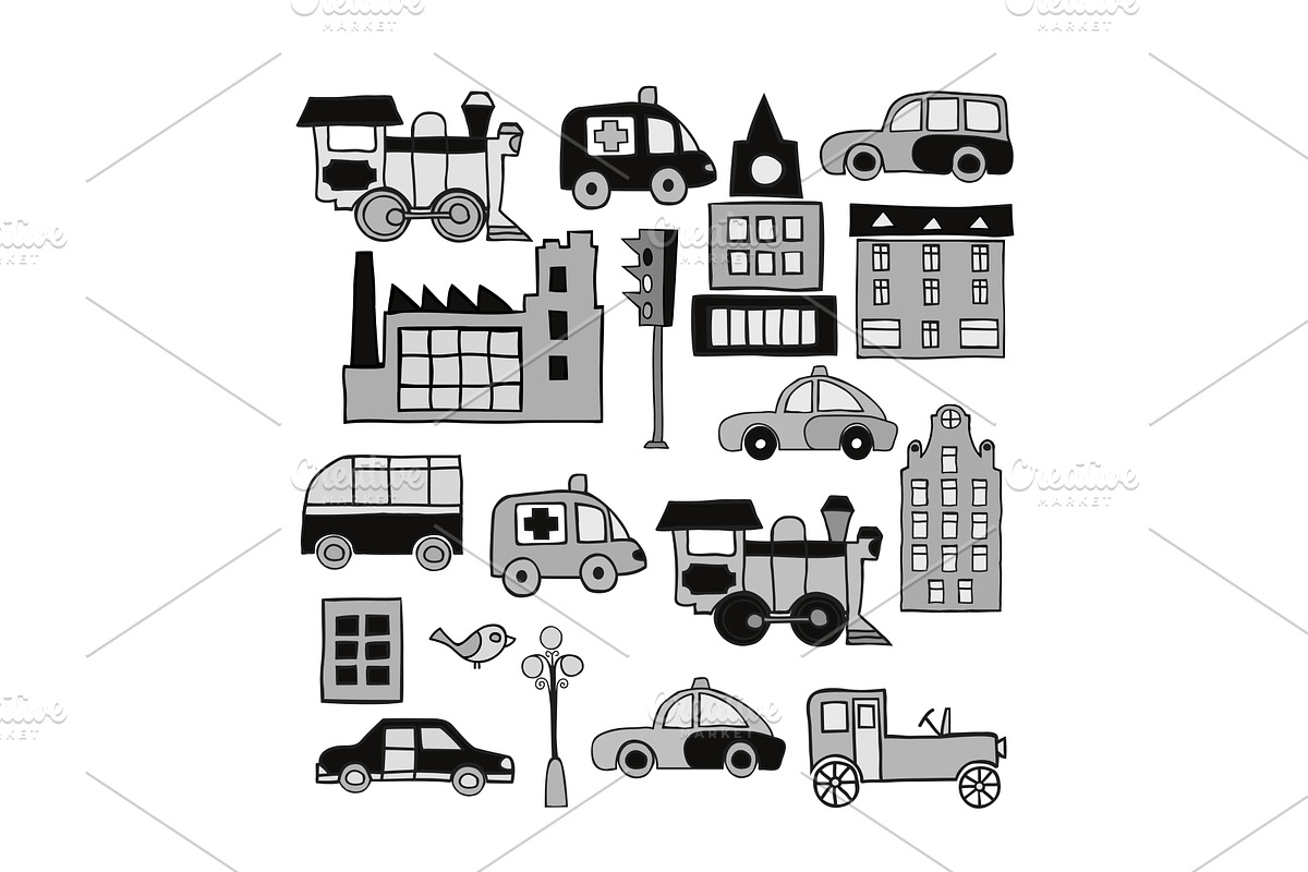 City life elements seamlessly, a Transportation Illustration by AlexZeL