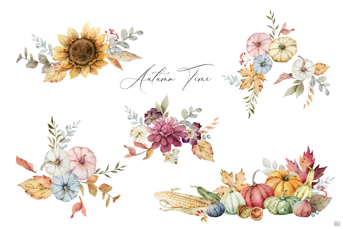 Autumn Time. Watercolor collection., a Decorative Illustration by Elena Medvedeva (Photo 5 of 11)
