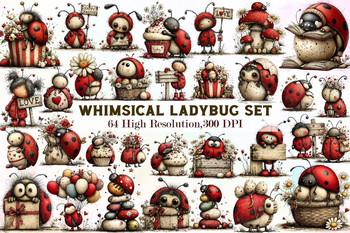 Whimsical Ladybug Clipart, an Illustration by Sublimation Artist (Photo 1 of 7)