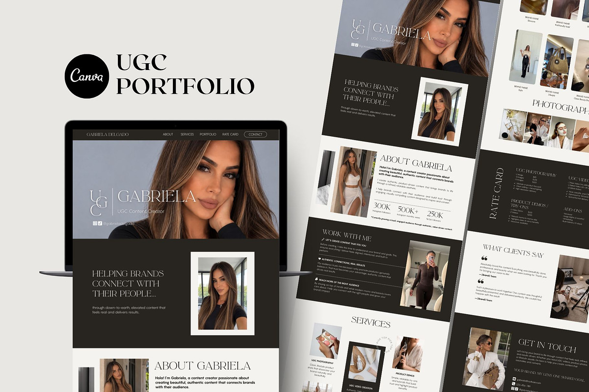 Luxury UGC Portfolio Template Canva, a Landing Page Template by Business Chic (Photo 1 of 5)