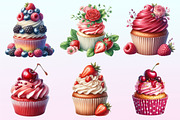 Watercolor Berry Cupcake PNG Clipart, a Graphic by CitraGraphics (Thumbnail 3 of 4)