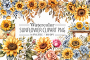 Sunflower Watercolor Clipart, an Illustration by Libby Wishes (Thumbnail 1 of 5)