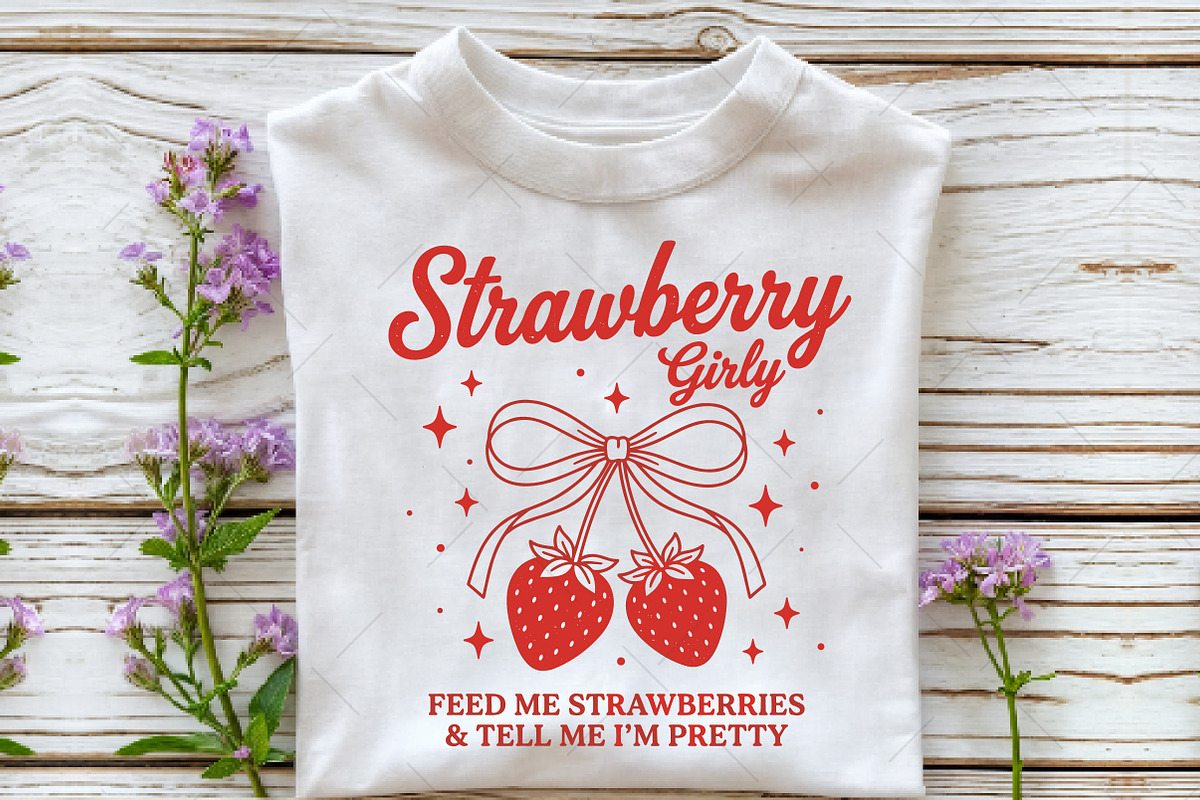 Vintage Cute Strawberry Girly PNG, an Illustration by OK Design (Photo 5 of 5)