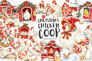 Christmas Chicken Coop Clipart, an Animal Illustration by Markicha Art (Thumbnail 1 of 5)