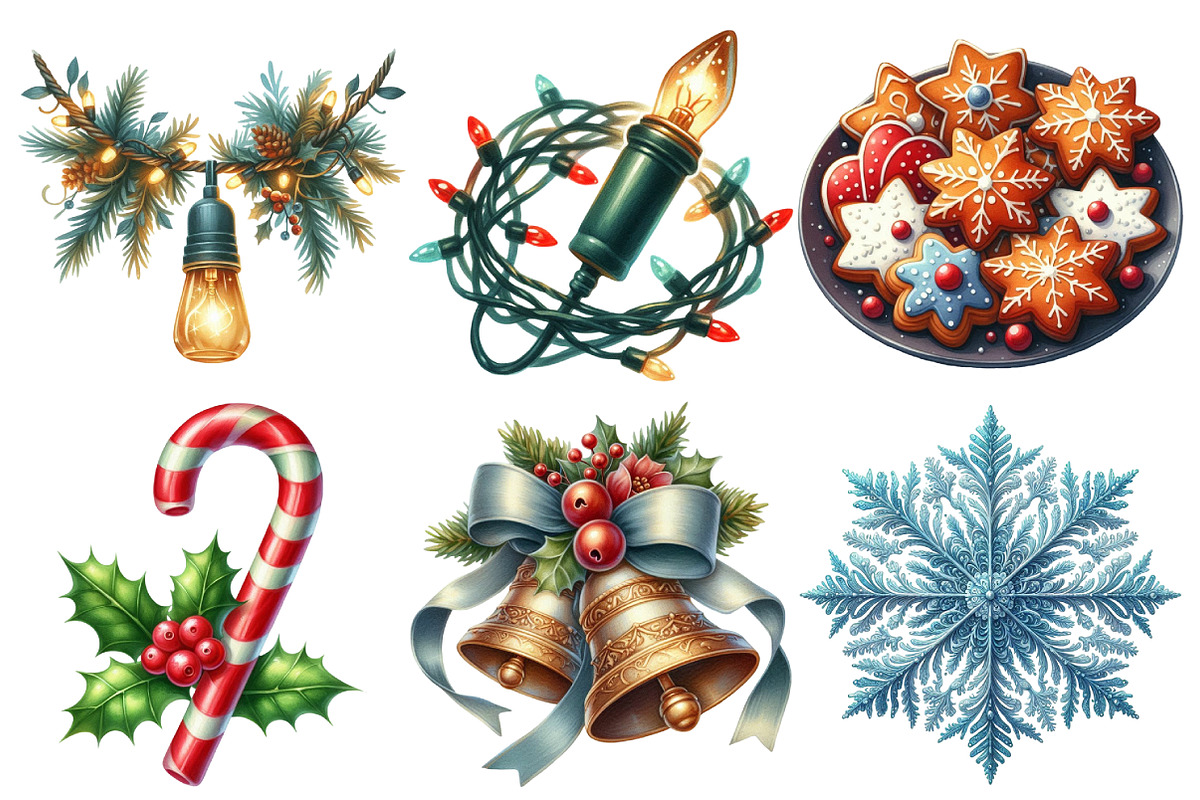 Cute Christmas Clipart Bundle, an Illustration by Pixels.Craft (Photo 2 of 7)