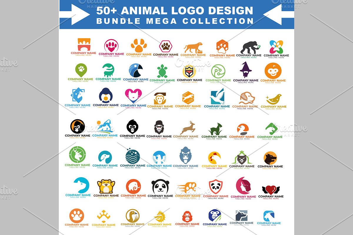 Mega Collection of 50+ Animal Logos, a Branding & Logo Template by ArmanHossen75