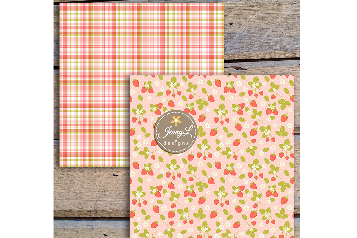 Strawberry Seamless Digital Papers, a Pattern Graphic by JennyL Designs (Photo 4 of 6)