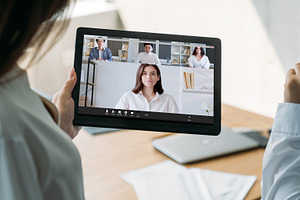 online teamwork video call business colleagues, a Business Photo by Photo Drive Studio