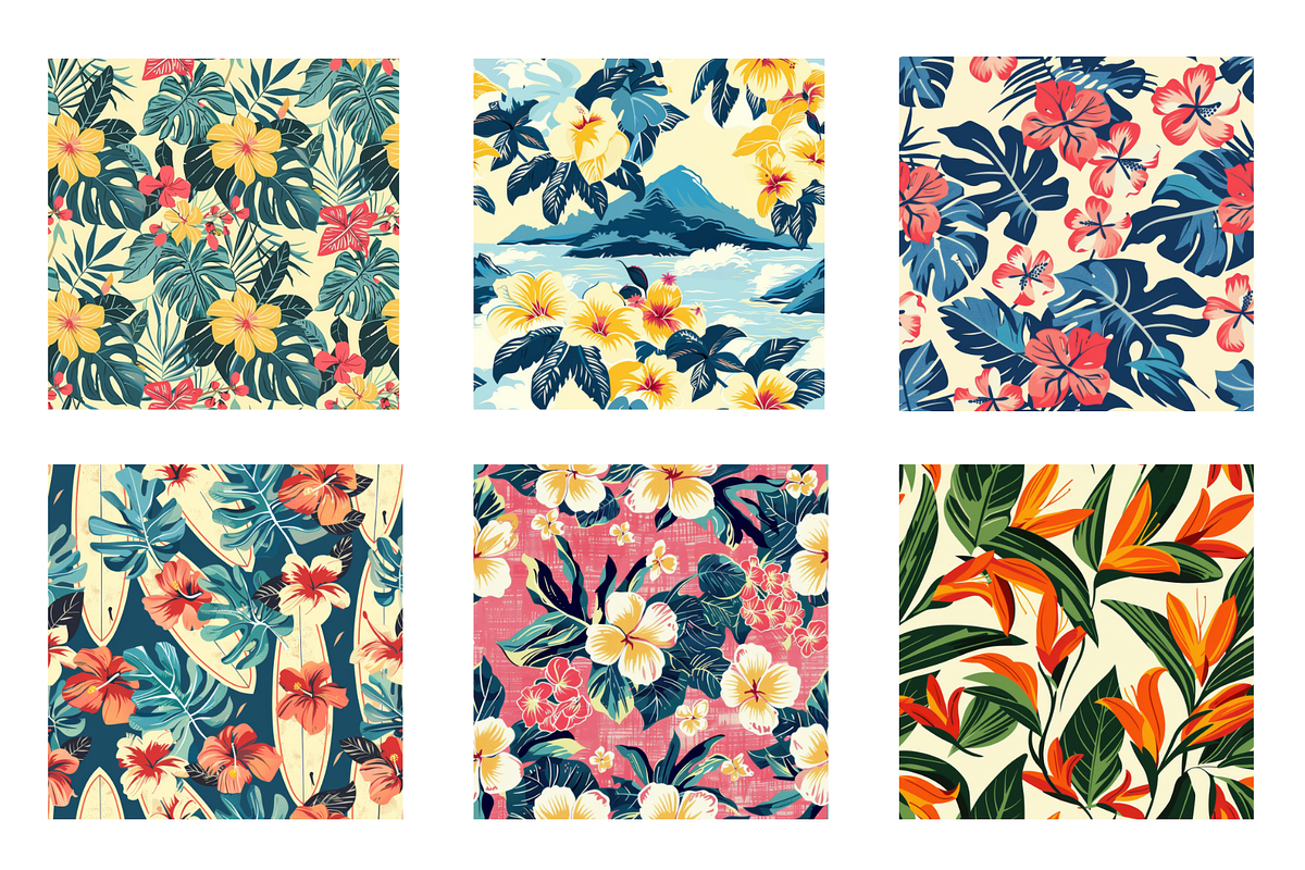Retro Hawaiian Print Digital Paper, a Pattern Graphic by Chromolume Studio (Photo 4 of 28)