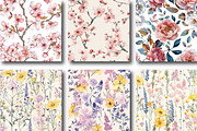 Watercolor Floral Seamless Patterns, a Pattern Graphic by DreamCafeArt (Thumbnail 7 of 7)