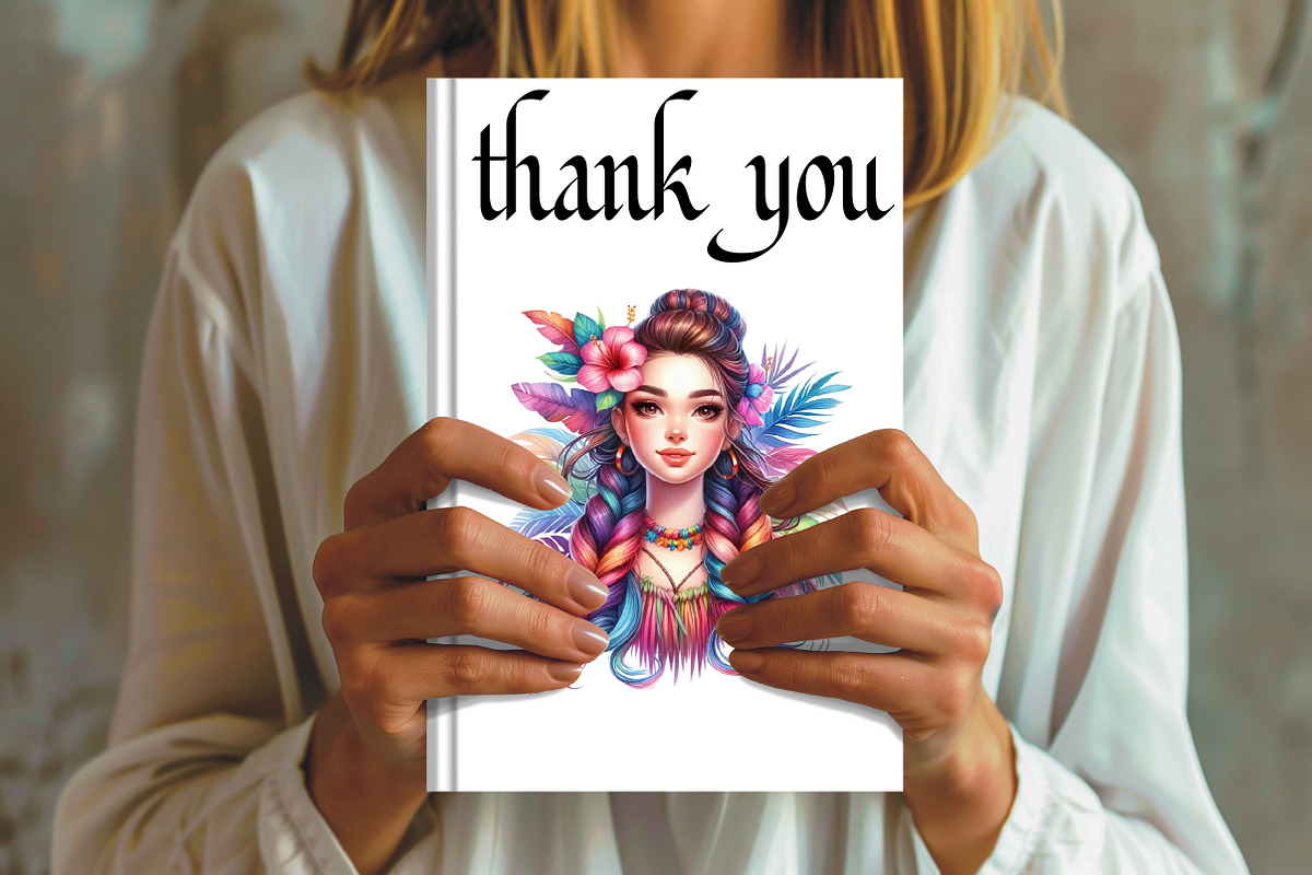 Vibrant rainbow hair girl tropical, an Illustration by CrexoraLab (Photo 1 of 4)