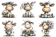 Whimsical Easter Cow Clipart Png, an Illustration by Craft Nest (Thumbnail 2 of 9)