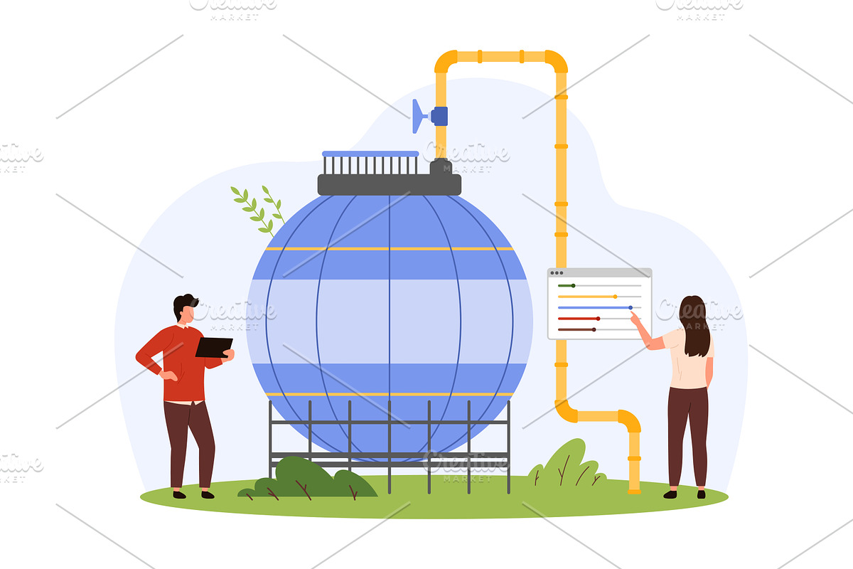 Industrial boiler water heat, an Illustration by Flashvector