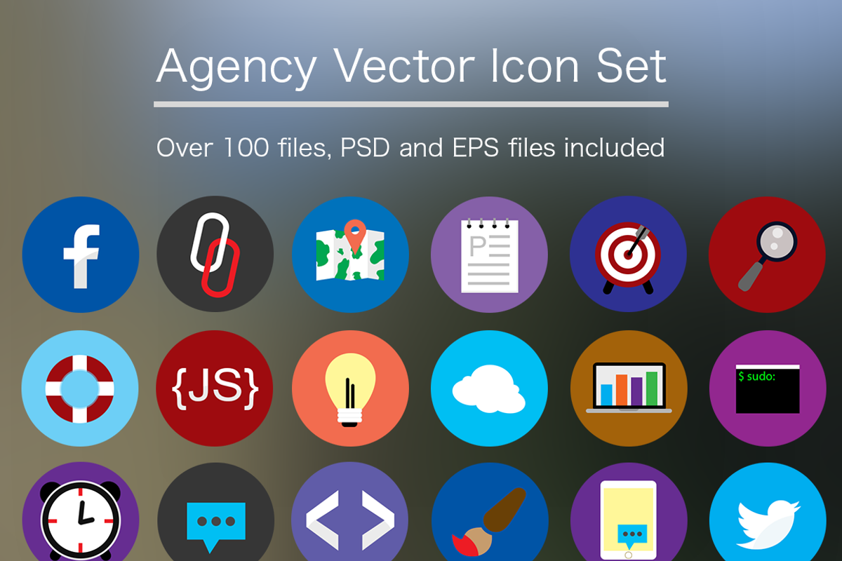 Flat Agency Icon Set - PSD & Vector, an Icon by OrbitCarrot Marketing