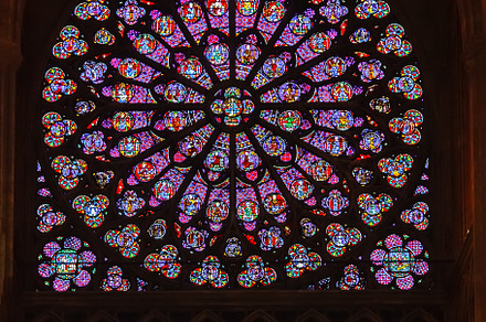 Stained glass window in notre dame d containing notre dame, stained, and glass, an Architecture Photo by sborisov