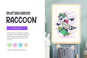 Cartoon raccoon skateboarder. Tshirt, an Animal Illustration by KENO Mascots (Thumbnail 4 of 7)