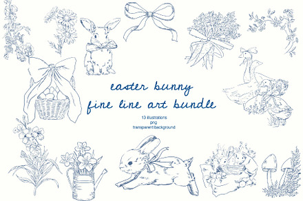 toile de jouy easter bundle, an Animal Illustration by MayBay Studio