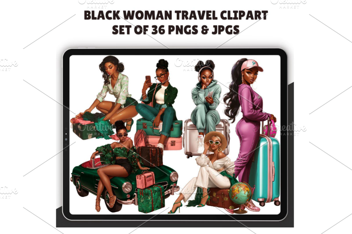Black Woman Travel Clipart, an Illustration by CraftCrateShop (Photo 1 of 7)