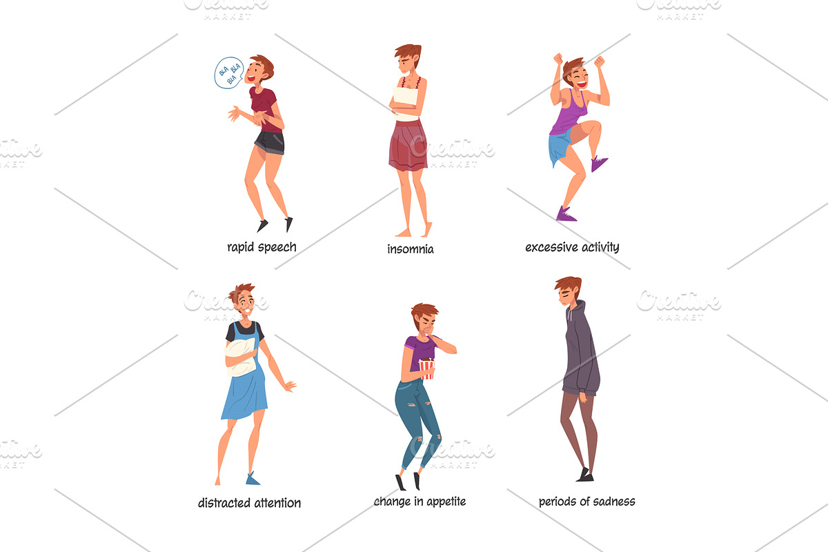 Woman with Bipolar Disorder, a Person Illustration by TopVectors