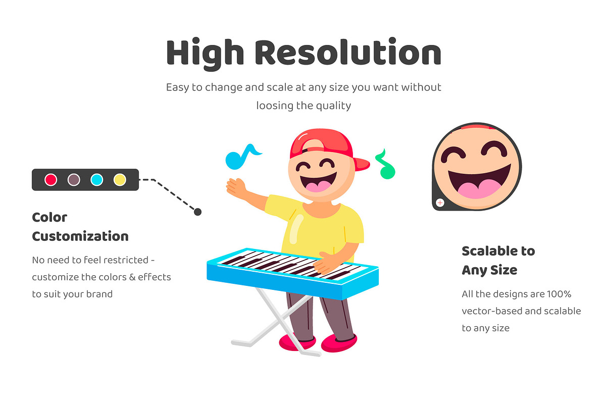 Piano Cartoon Stickers Set, an Emoji Icon by Vectors Market (Photo 3 of 6)