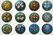 Easter Cross Stained Glass Clipart, an Illustration by RobertsArt (Thumbnail 2 of 5)