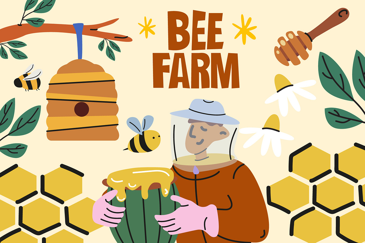 Bee Farm. Beekeeping and honey, a Food Illustration by Luamor (Photo 8 of 10)