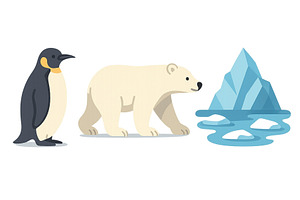 Penguin and polar bear interact near, an Animal Illustration by ZinetroN