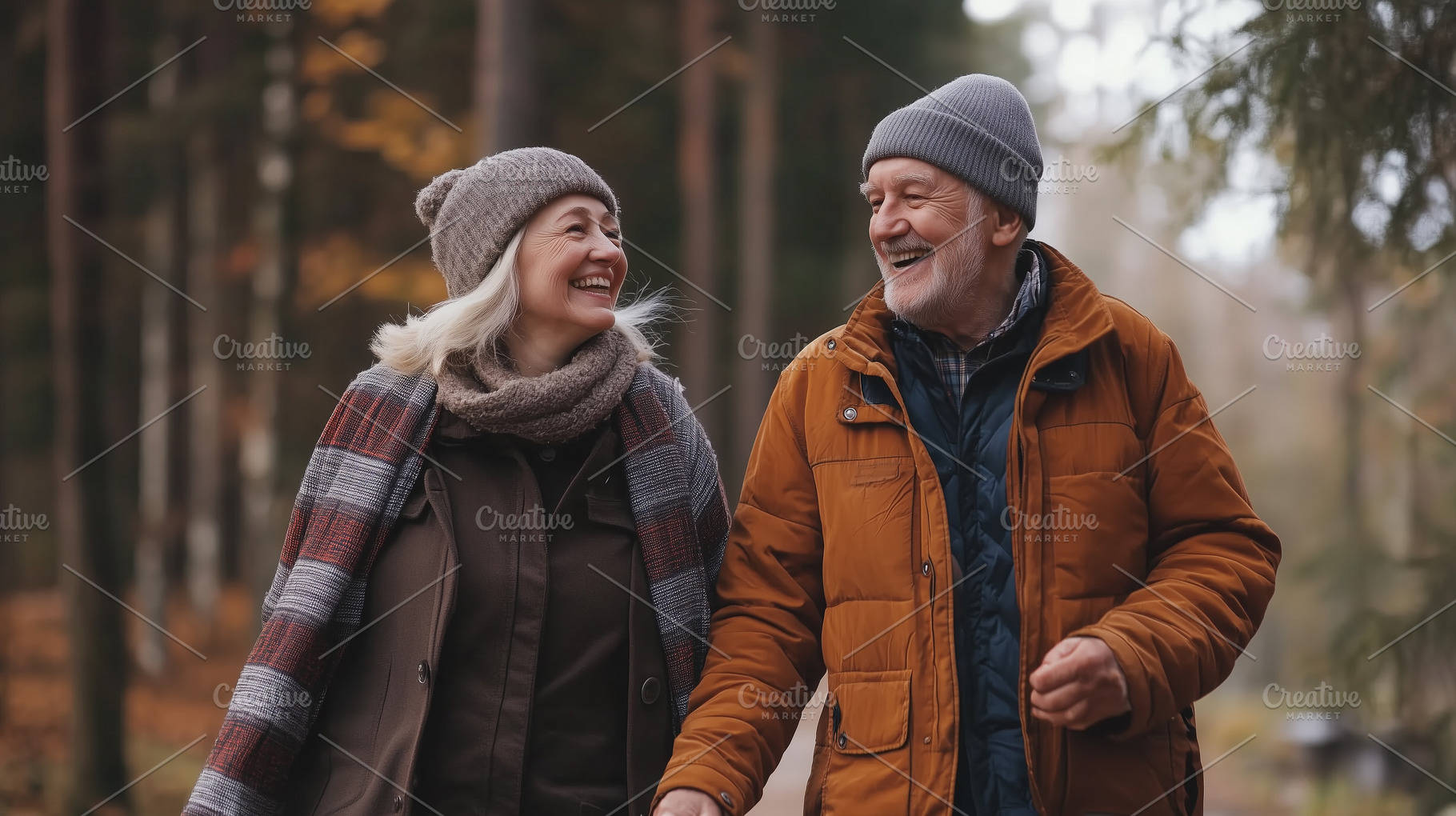 Senior couple smiling and holding, a Person Photo by MistyDay