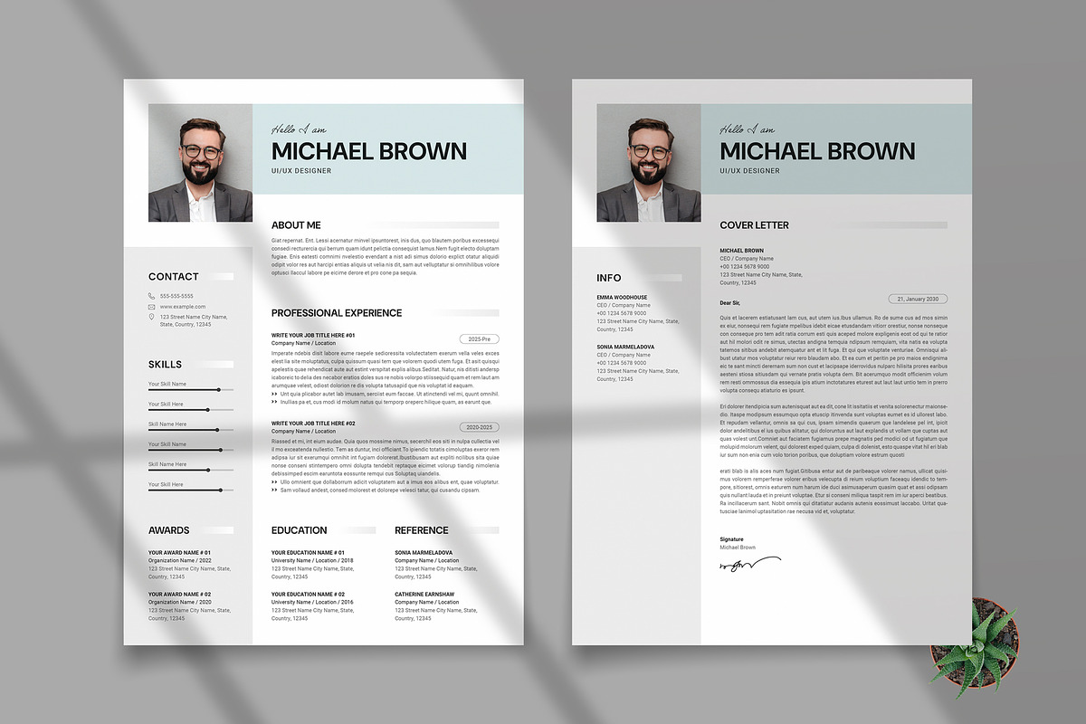 Modern Resume CV Template Letter, a Resume Template by PixelStudio (Photo 7 of 7)