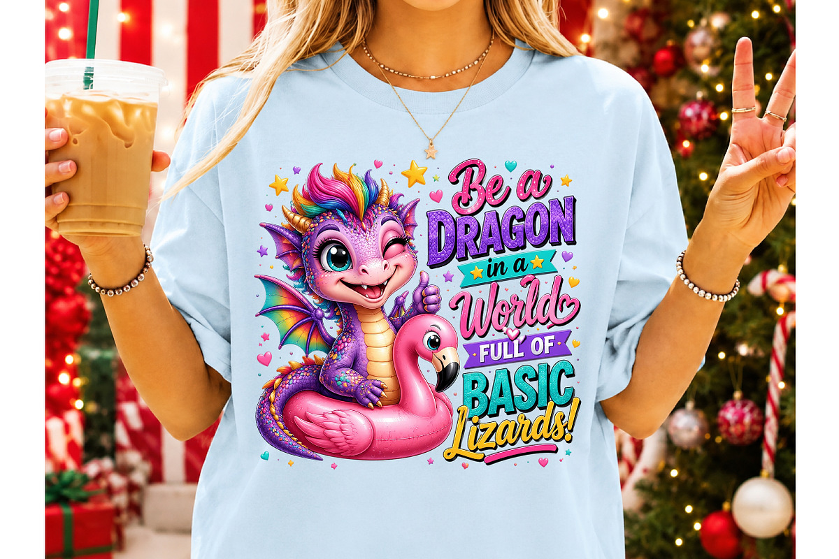 Rainbow Dragon Flamingo Float, a Seasonal Illustration by Craft Nest (Photo 6 of 6)